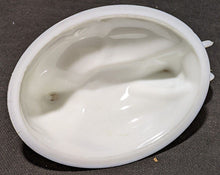 Load image into Gallery viewer, Milk Glass Butter Dish Topper - Chicken Design - With Eye Beads
