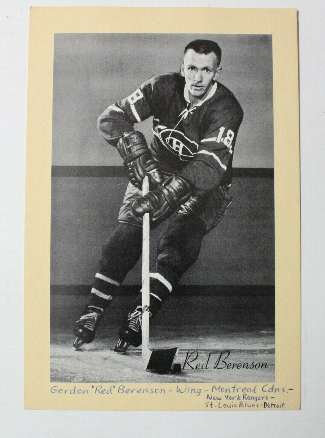 1944-1963 Beehive Hockey Group II Red Berenson Montreal Habs Rare Black Script