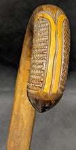 Load image into Gallery viewer, Wooden Cane / Walking Stick - Carved Handle - Silver Tone Collar
