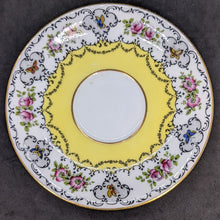 Load image into Gallery viewer, AYNSLEY Bone China Tea Cup &amp; Saucer - Bright Yellow With Scalloped Floral Border
