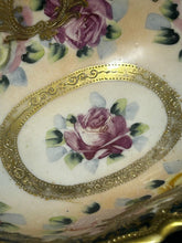 Load image into Gallery viewer, Nippon Japan Gold Moriagi Footed Rose Bowl Green Mark
