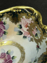 Load image into Gallery viewer, Nippon Japan Gold Moriagi Footed Rose Bowl Green Mark
