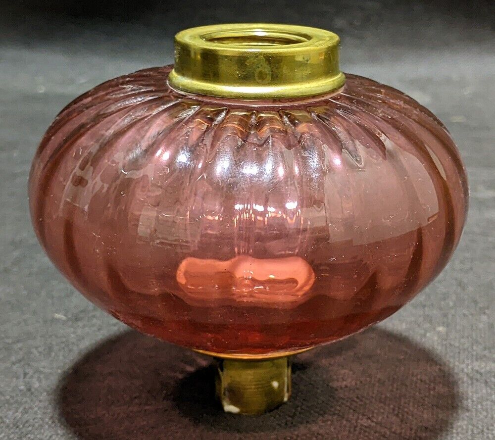 Vintage Cranberry Glass Oil Lamp Font