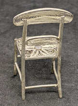 Load image into Gallery viewer, Vintage Filigree Silver Miniature Chair, Daisy Design on Seat
