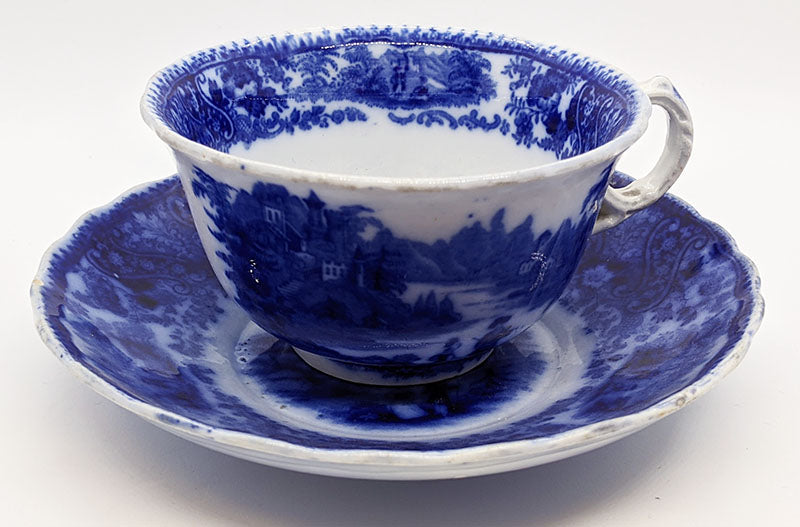 Vintage Flow Blue Cup & Saucer Set