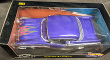 Load image into Gallery viewer, 1:18 Scale by Hot Wheels - Custom &#39;57 Chevy - Purple With Flames
