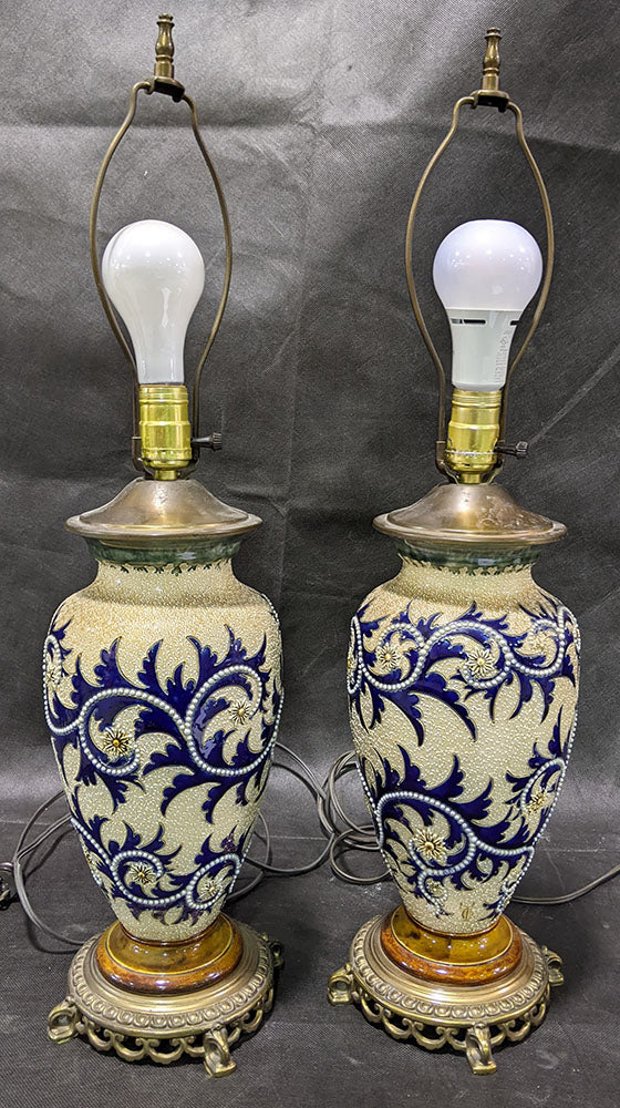 Matched Pair of Stunning DOULTON LAMBETH - George Tintern - Table Lamps