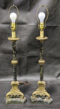 Load image into Gallery viewer, Pair of Brass / Marble Look Base Lamps
