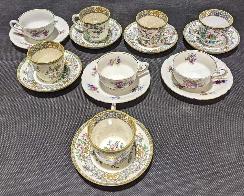 Mixed Lot of 8 Demitasse Cups & Saucers - As Found