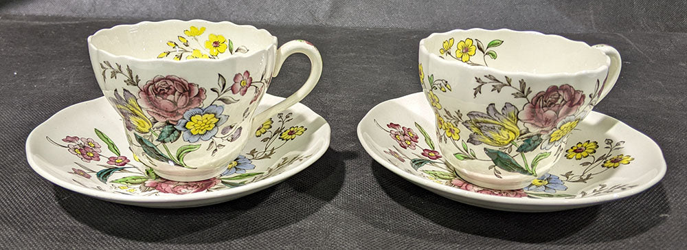 2 COPELAND SPODE - Gainsborough - Tea Cup & Saucers - Old Mark