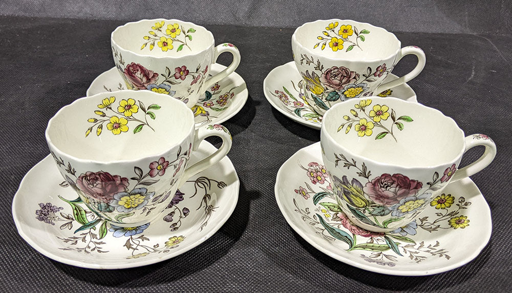 4 COPELAND SPODE - Gainsborough - Tea Cup & Saucers - Old Mark