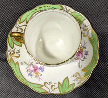 Load image into Gallery viewer, Birks Ellis Ryrie Toronto Demitasse Cup &amp; Saucer - Green &amp; Flowers
