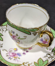 Load image into Gallery viewer, Birks Ellis Ryrie Toronto Demitasse Cup &amp; Saucer - Green &amp; Flowers
