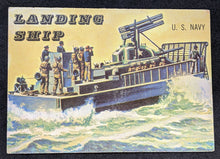 Load image into Gallery viewer, 1955 Topps Rails &amp; Sails, Landing Ship Card # 189, Short Print
