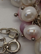 Load image into Gallery viewer, Sterling Silver Cream &amp; Pink Grape Pearl Bead Pendant Necklace
