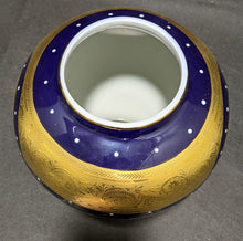 Load image into Gallery viewer, Limoges Porcelain Lidded Urn Cobalt &amp; Gold, Romance Scene
