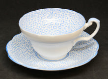 Load image into Gallery viewer, Foley Baby Blue Basket Weave Pattern Cup &amp; Saucer with Painted Flowers
