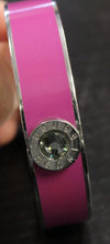 Load image into Gallery viewer, Henri Bendel Pink &amp; Silver Tone Hinged Bracelet w/ Crystal Rivet
